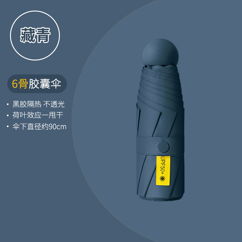Navy blue - 6-ribbed full blackout - single umbrella