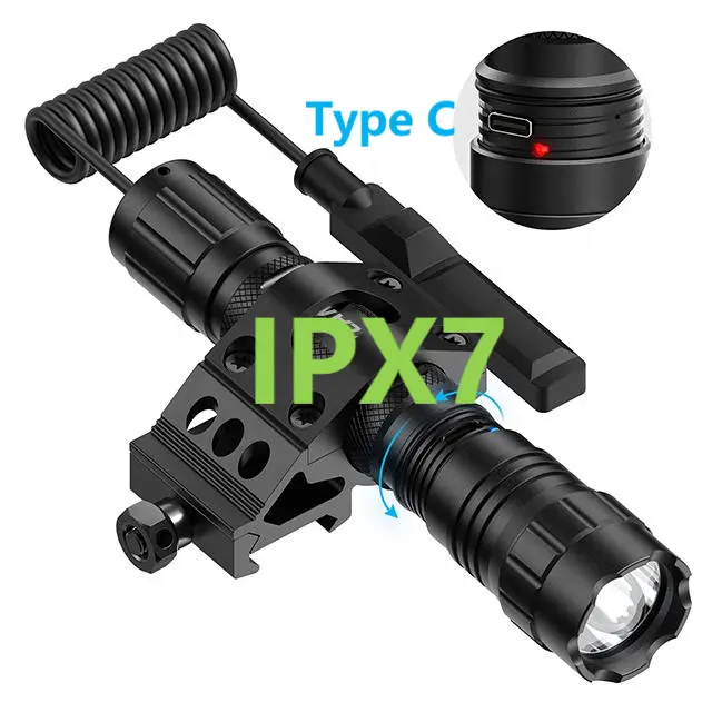 IPX7 1500 L potente ricaricabile Led tattico caccia Laser torce all'aperto campeggio impermeabile Costom torcia portatile