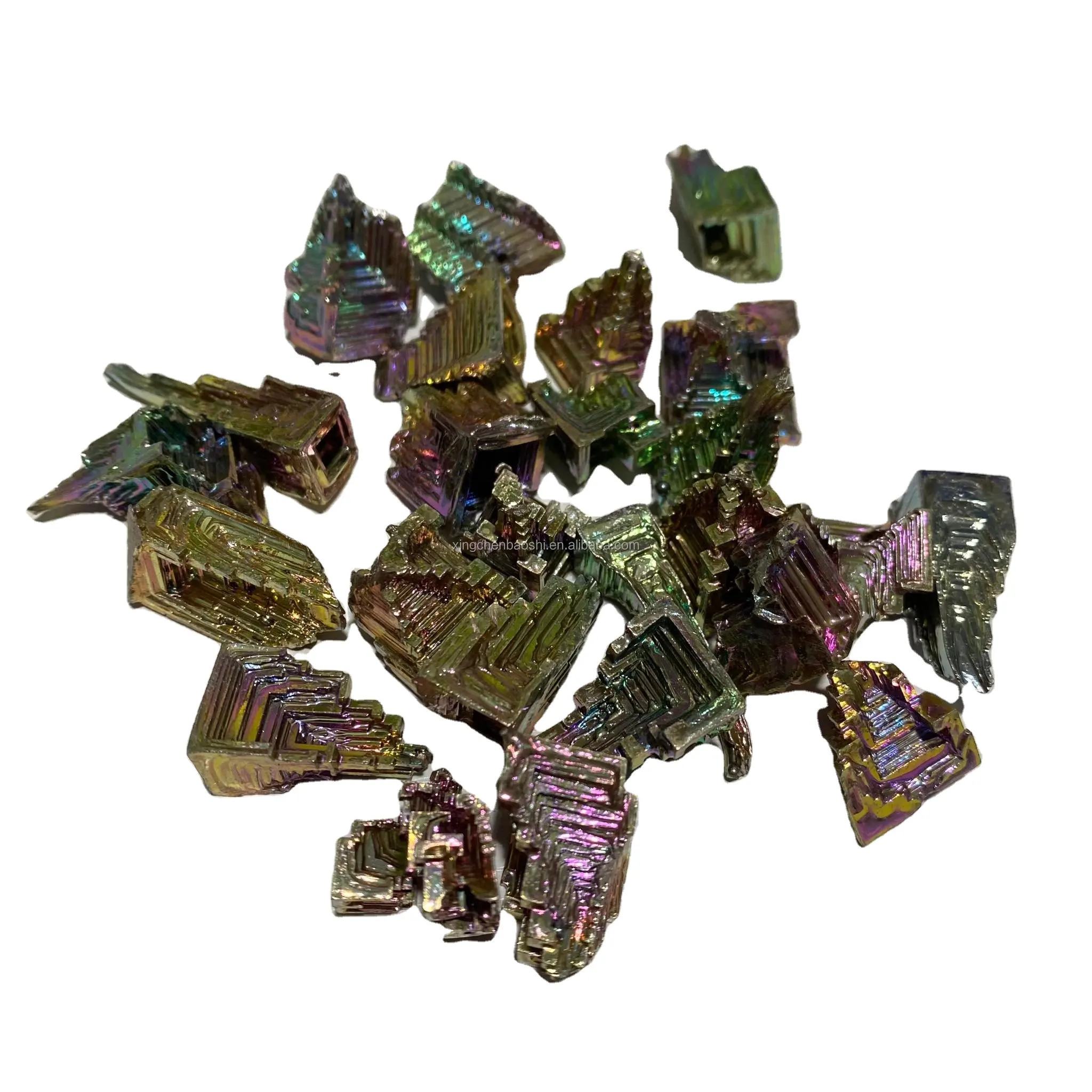 Vente en gros de cristaux de bismuth naturel brut arc-en-ciel en forme de pyramide pour la décoration de la maison
