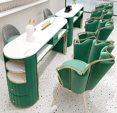 Con Estractor Estilo nórdico moderno uñas Mesa estación salón hacer manicura muebles mesa y silla conjunto