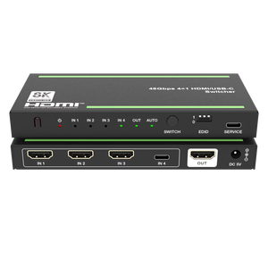 8K 48Gbps 4x1 HDMI/Conmutador de entrada de 1 a 2, entrada HDMI2.1 HDCP2.3 compatible con HDR Vision RGB, YCbCr para PS5 HDTV XBOX