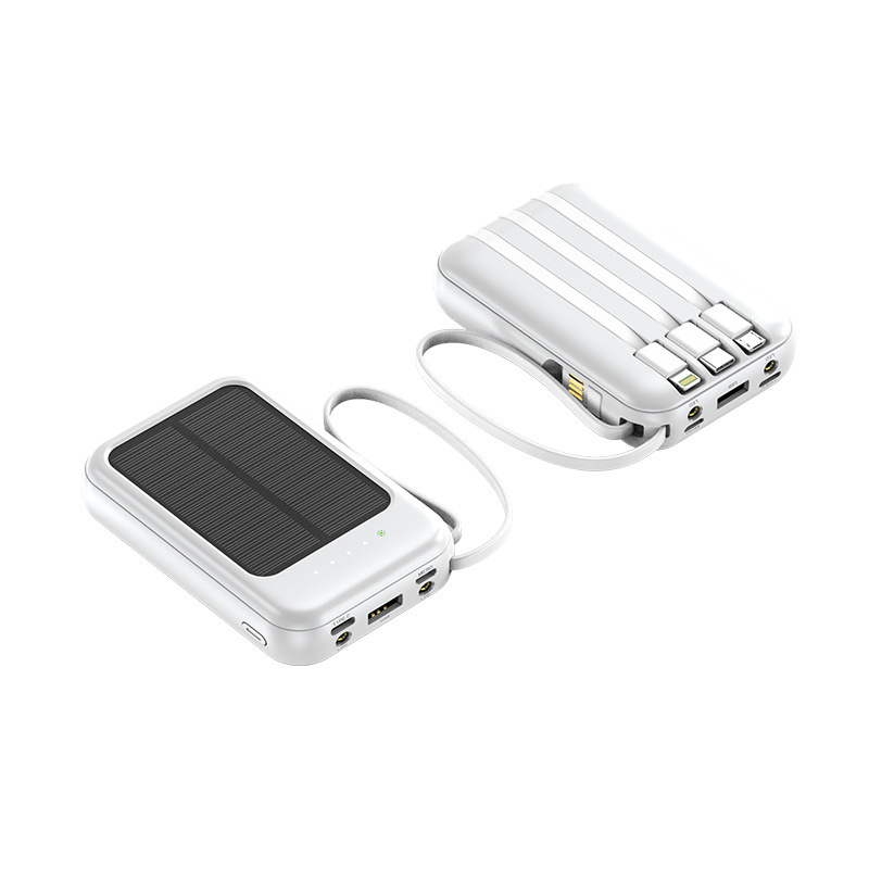 Batterie solaire externe avec câble intégré - Blanc