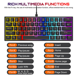 Teclado mecánico inalámbrico OEM RGB PC 60% con estilo LCD QWERTY para iluminación de teclado de escritorio - Product Image 6