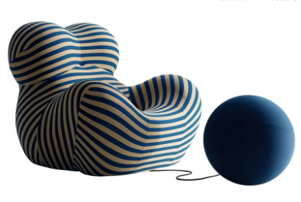 Edizione Big Hit - divano a righe gialle e blu + palla blu