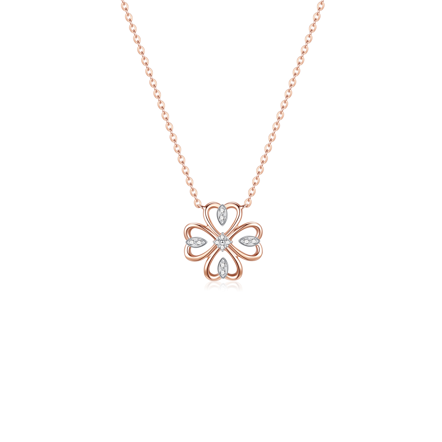 18K Rose Gold Four-Leaf Clover