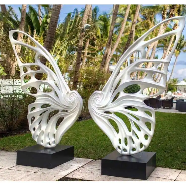 Patung logam taman seni besi tahan karat besar patung kupu-kupu indah untuk luar ruangan