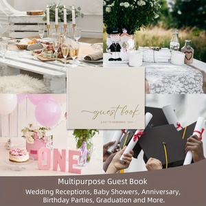 Elegant White Wedding Guest <strong>Book</strong> 2025 Design Paper Cover with Golden <strong>Script</strong> for Signatures &amp; for Polaroid Photos - Product Image 6