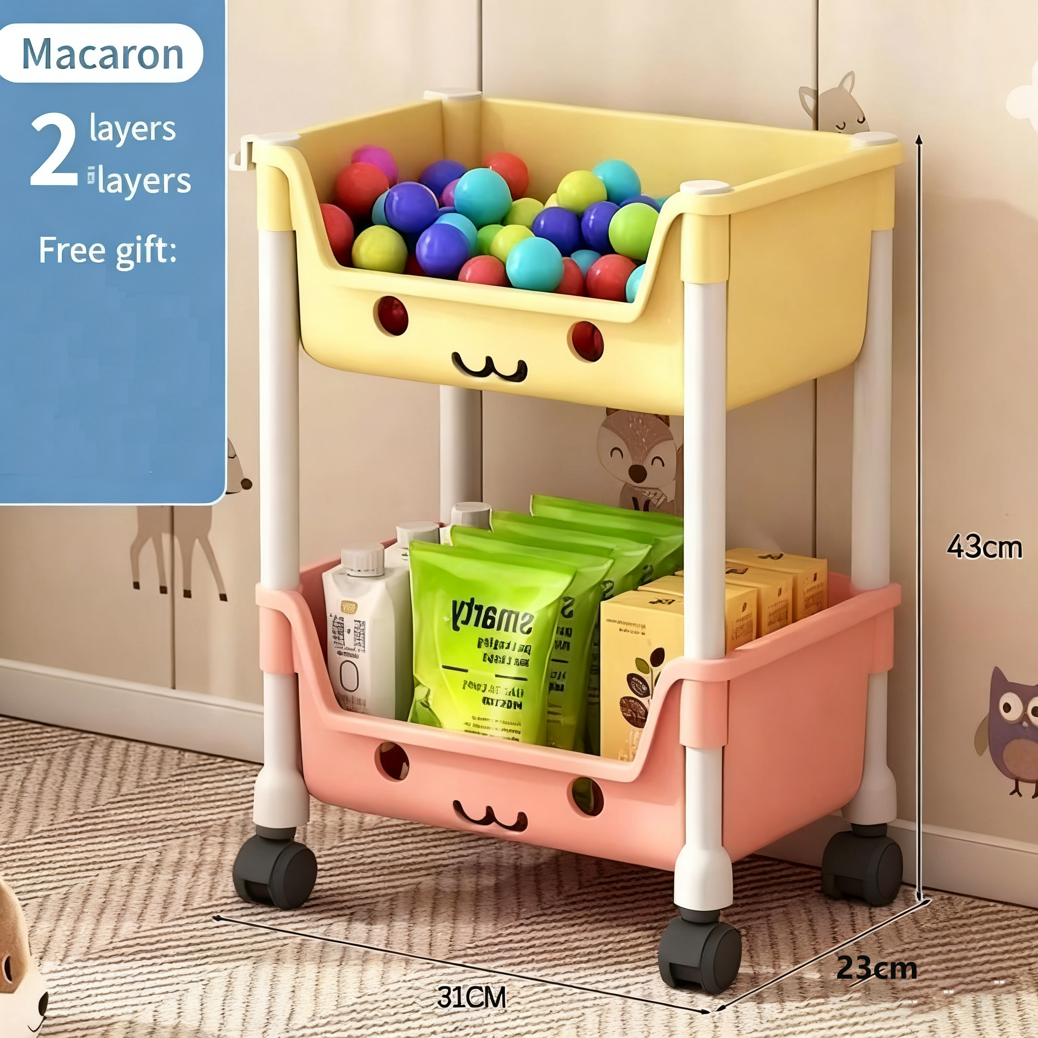 Mélange de couleurs aléatoire, 2 couches + roues universelles