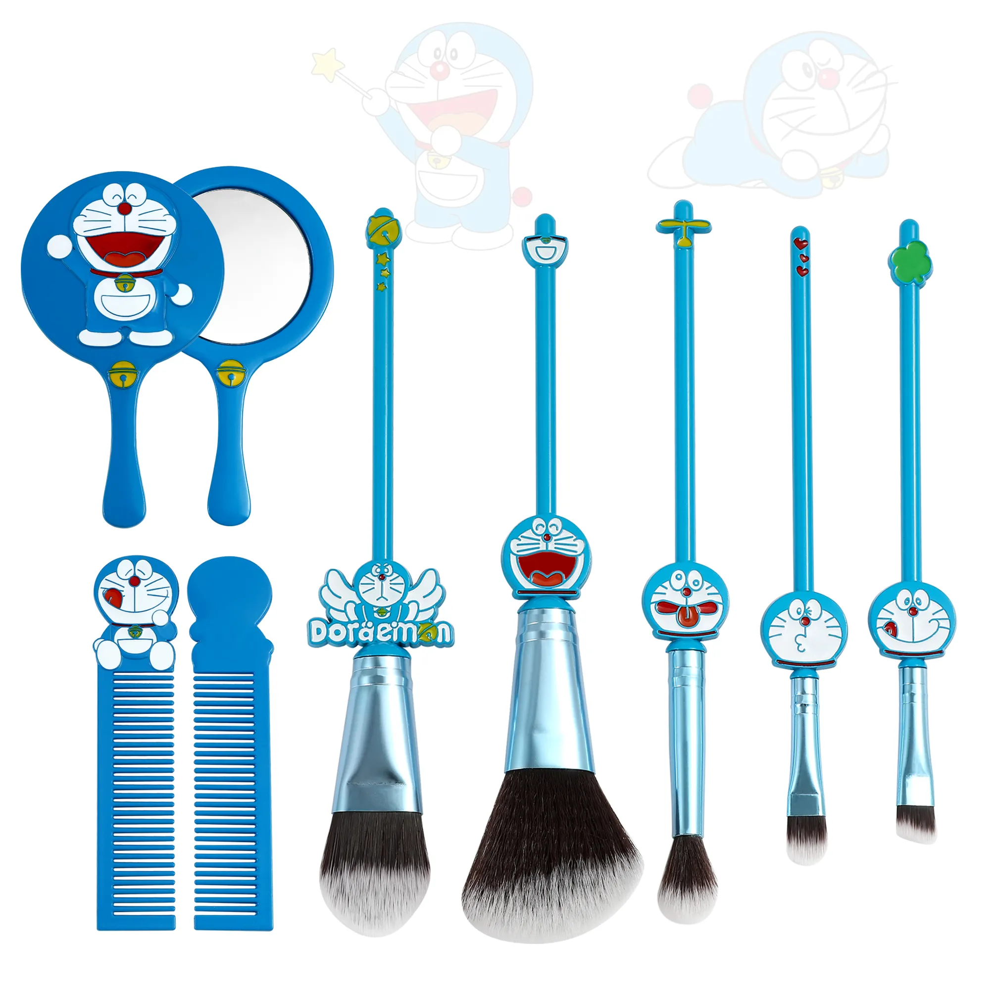 Chegam novas Desenhos Animados Japoneses Doraemon Makeup Brush Set Blue Cat Cosmetic Brushes Lovely Girl's Gift Collections