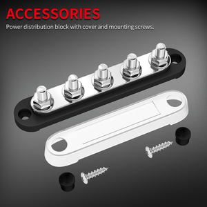 12-48VDC 5 X M8 <strong>Busbar</strong> 150A Terminals Bus Bar Copper Power Distribution Terminal Blocks with Cover for Car Boat - Product Image 2