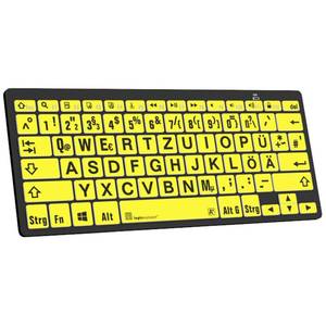 Teclado lógico XL-Print Bluetooth®Teclado Alemán, QWERTY Amarillo/Negro Teclas Multimedia, Concentrador USB, (940910756751) - Product Image 1