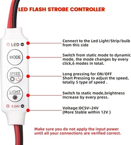 โมดูลควบคุมแบบมีสาย5V 6V 12V 24V,พร้อมแฟลชกระพริบสำหรับใช้ในรถหรือในบ้านไฟสาย LED ตัวควบคุมแบบแฟลช LED - Product Image 4