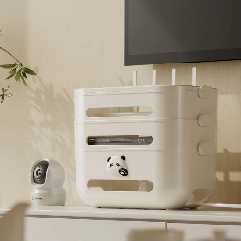 Router storage box, panda head style, three-layer