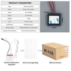 Interruptor táctil 12v24v 5A 60W Tricolor LED Smart Single Key Touch Dimmer Switch Sensor capacitivo para espejo de baño - Product Image 4