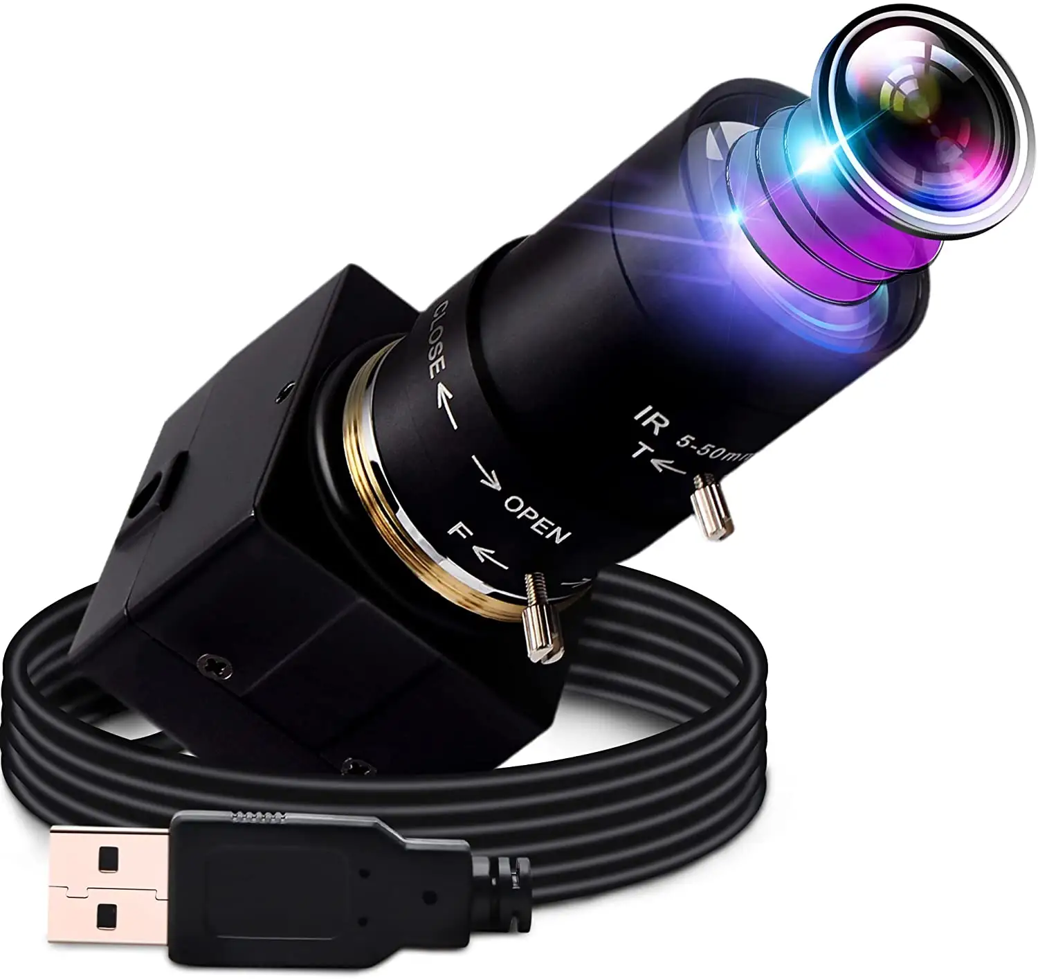 Elp câmera de segurança usb full hd 1080p, iluminação baixa h.264, com lente de zoom varifocal de 2.8-12mm para videogames