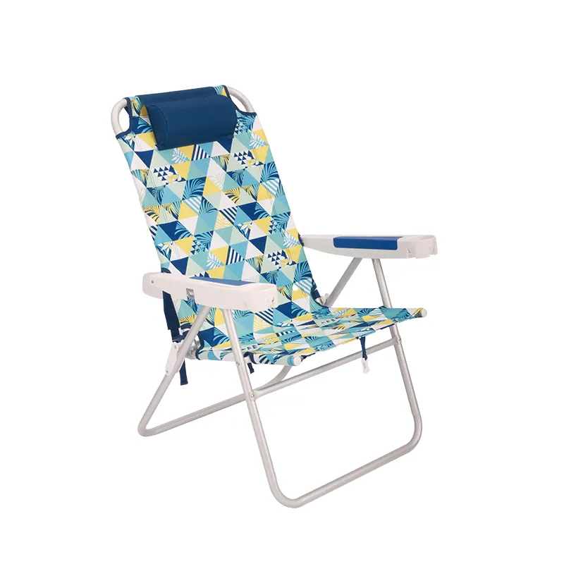 Chaise d'extérieur portable personnalisée avec dossier réglable Appui-tête Accoudoir Chaise de plage