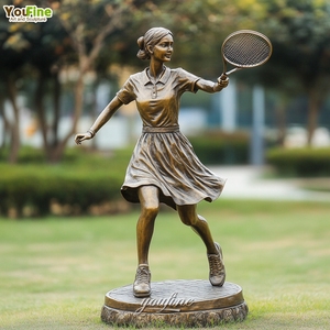 YOUFINE Personnalisé Taille Réelle Grande Sculpture Moderne En Bronze Coulé Tennis Athlète Féminine Athlétique Sport <span class=keywords><strong>Statue</strong></span> En Laiton Figure Sculpture pour Lieu - Product Image 6