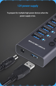 2024电脑扩展器7端口USB 3.0多电源工业USB集线器usb充电器工厂热销产品 - Product Image 3