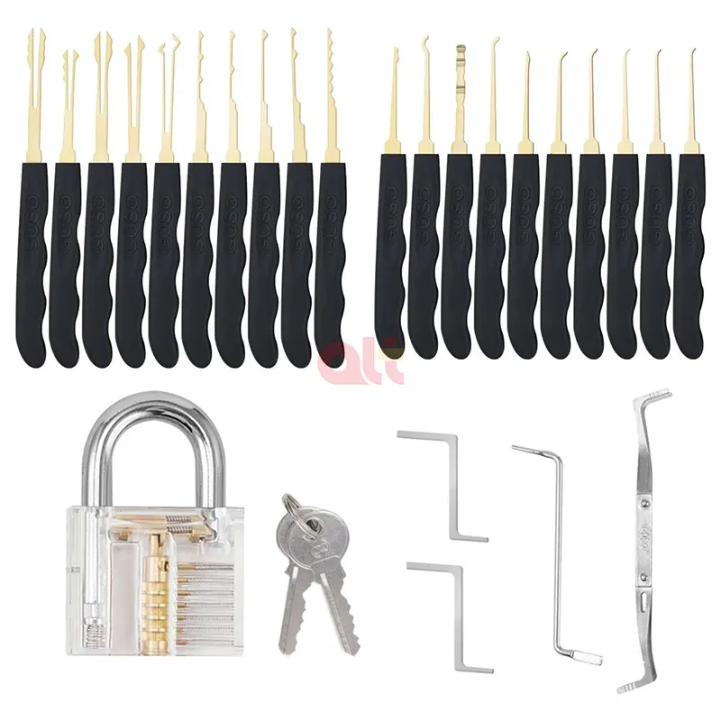 Großhandel 24pcs goso schlosser liefert lock pick tools set mit Transparent Praxis Vorhängeschloss schlosser werkzeug lockpicking