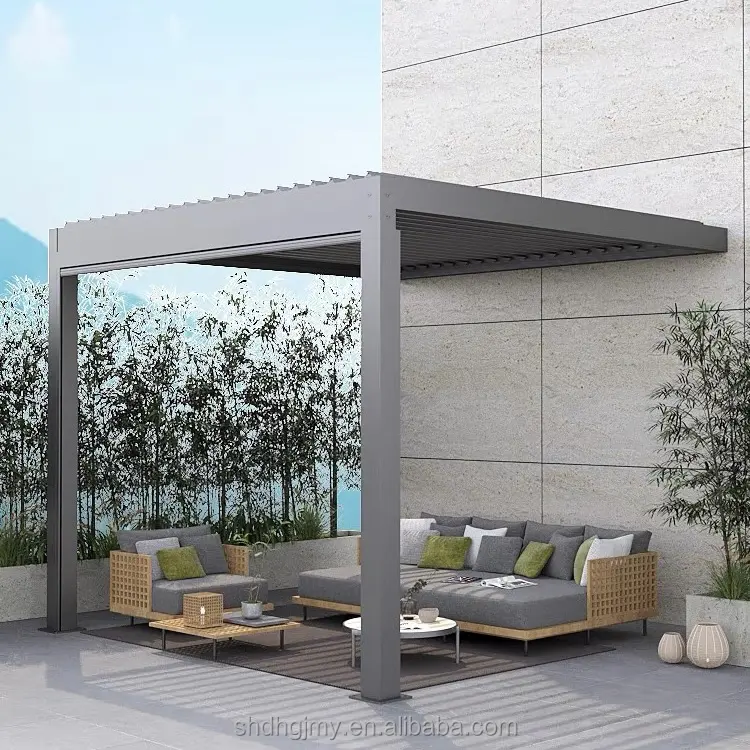 4X4 elektrikli Metal Polycarbonate alüminyum açık çatı ile polikarbonat çatı bahçe veranda gölgelik kemerler kemerler için