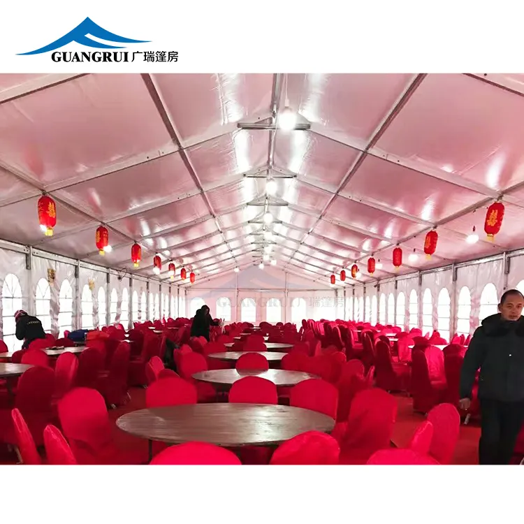 Bruiloft Tentoonstelling Verkoop Conferentie Tent Alle Aluminium Visgraat Rood Wit Mobiele Kas Met Ramen Evenement Banket Tent