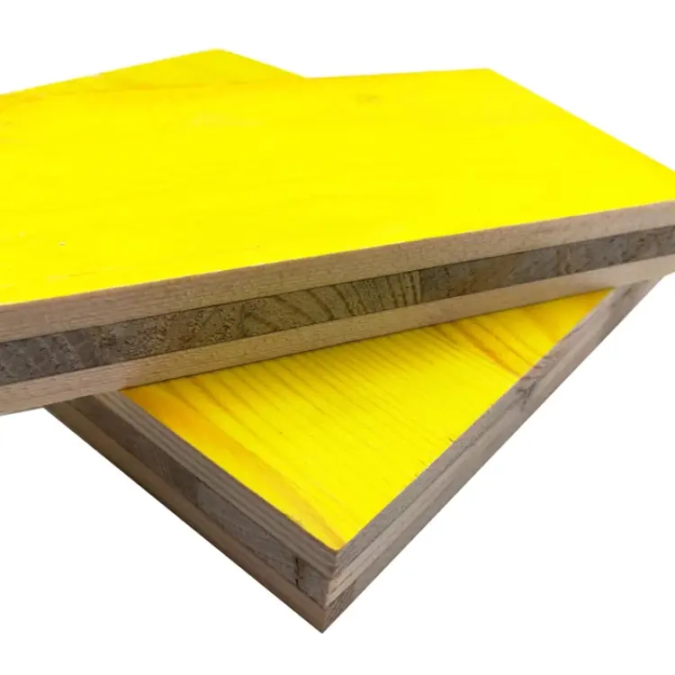 Fabricación buen precio amarillo pintura impermeable Doka como 3000x500x21mm Panel de 3 capas para la construcción
