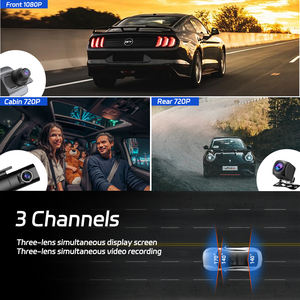 3 kênh phía sau xem gương máy ảnh phía trước phía sau bên trong 1080P Dash máy ảnh IPS đầy đủ Màn hình cảm ứng với tầm nhìn ban đêm vòng lặp ghi âm - Product Image 5