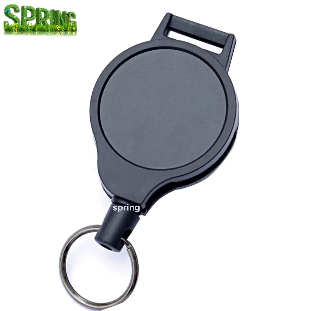 New Model Locking Professional Heavy Duty Power Retractable Badge Reel with Retractable 1mm Thick Steel Cable Cord 24''