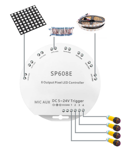 Glite SP608E DC5V-24V WS2812b музыкальный контроллер WS2811 WS2815 8CH сигнала светодиодные полосы света Встроенный микрофон IOS Android BT-Совместимость - Product Image 4