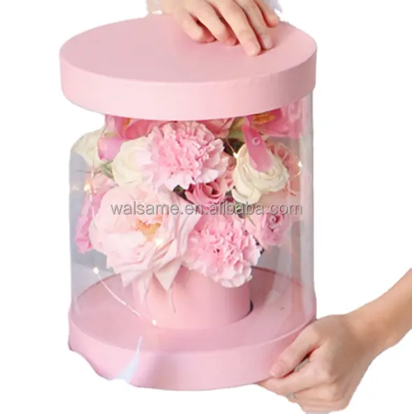 Nouvelle boîte cylindrique ronde pour bouquet de fleurs, boîte de livraison de fleurs en velours