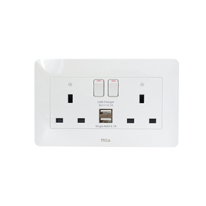 ซ็อกเก็ต UK คู่แบบทันสมัยและเรียบง่ายพร้อมสวิตช์และไฟแสดงสถานะและ3.1A USB/5V เหมาะสำหรับทั้งครอบครัว - Product Image 6