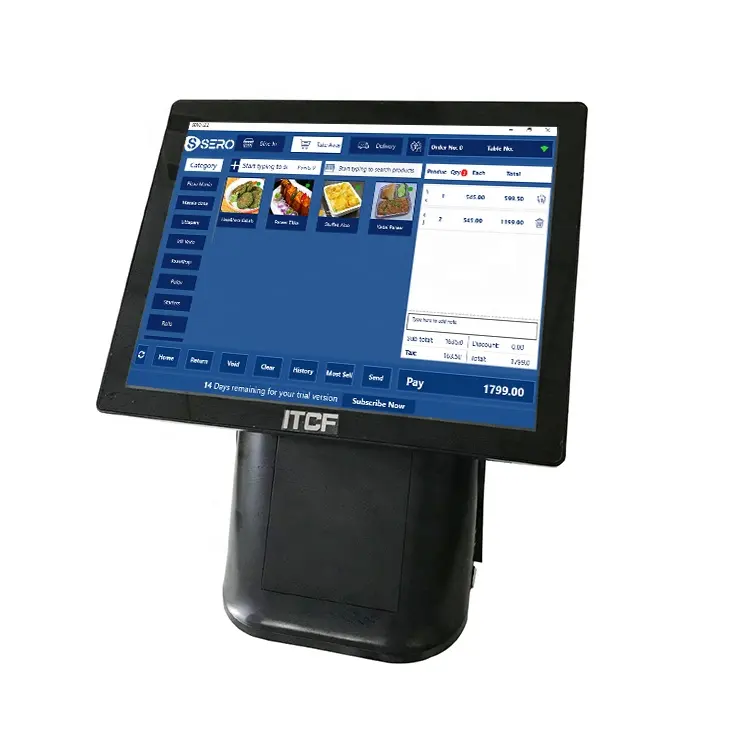 ITCF Registratore di cassa Touch Screen Monitor 15 Pollici Desktop AIO Pagare Terminale Touch All In One Tablet POS