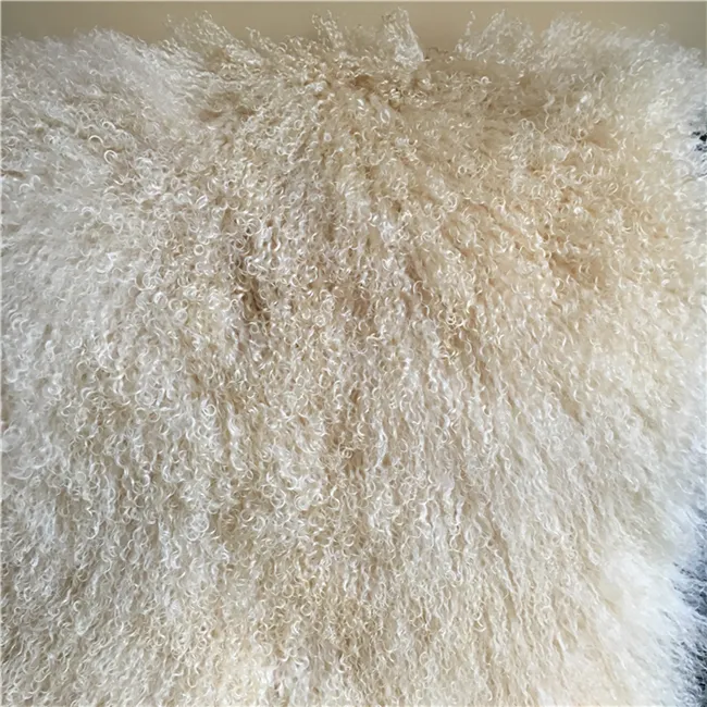 Tappeto di pelliccia mongolia in pelle di pecora tibetana bianca per bambini