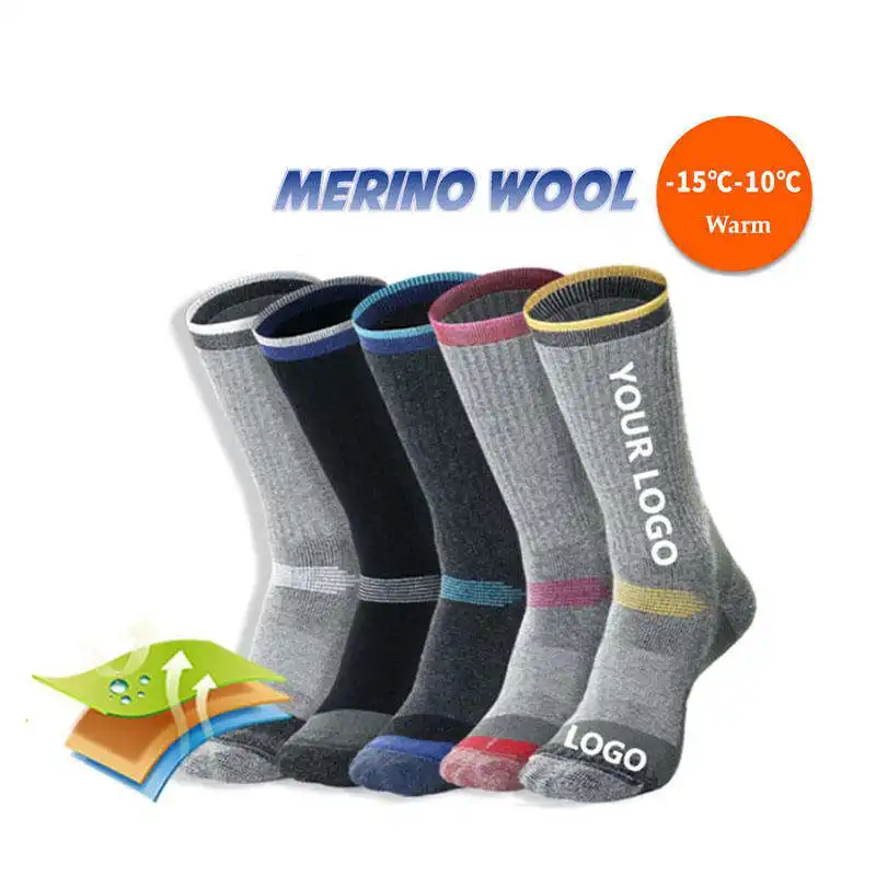 Oem Thick Winter Outdoor Sport Caminhadas Meias Logo Customize Merino Wool Blend Socks