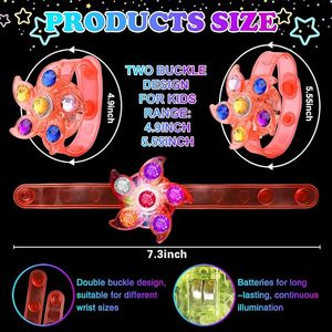 Dẫn ánh sáng lên thần tài <span class=keywords><strong>spinner</strong></span> vòng đeo tay 25 gói hộp Nguồn cung cấp bên ủng hộ cho trẻ em đèn lên vòng đeo tay sinh nhật Giáng sinh bán buôn - Product Image 2