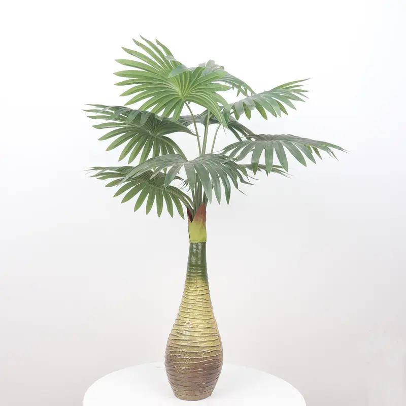 Abanico Chino Artificial de plástico, palmera, filimera, robusta, decoración de hojas verdes para el hogar