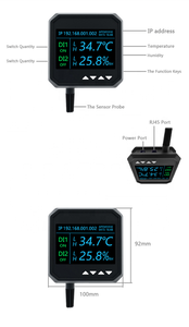 LAN Ethernet de temperatura y humedad sensor de SNMP Modbus TCP IP UDP MQTT RJ45 Puerto interfaz web software detector