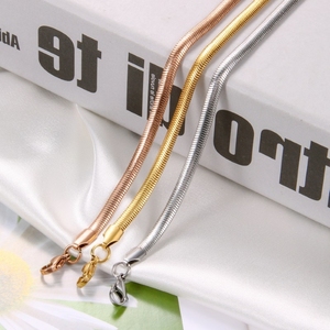 18k Gold Plated Stainless Steel Snake <strong>Chain</strong> Necklace Jewelry Hot Fashion Choker Style <strong>3</strong>/<strong>4</strong>/5/6mm Flat Herringbone Necklace - Product Image 3