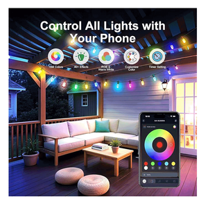 Smart <strong>Color</strong> <strong>Changing</strong> <strong>LED</strong> Outdoor String Lights 27ft, APP & Remote Control, IP66 Waterproof, 10 Bulbs For Patio & Garden - Product Image 2