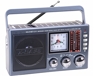 Multi Funzione AM/FM/SW 3 Band Del Mondo Ricevitore Radio Portatile del Pannello Solare Esterna Ricaricabile Radio con la Torcia Puntatore Orologio - Product Image 4