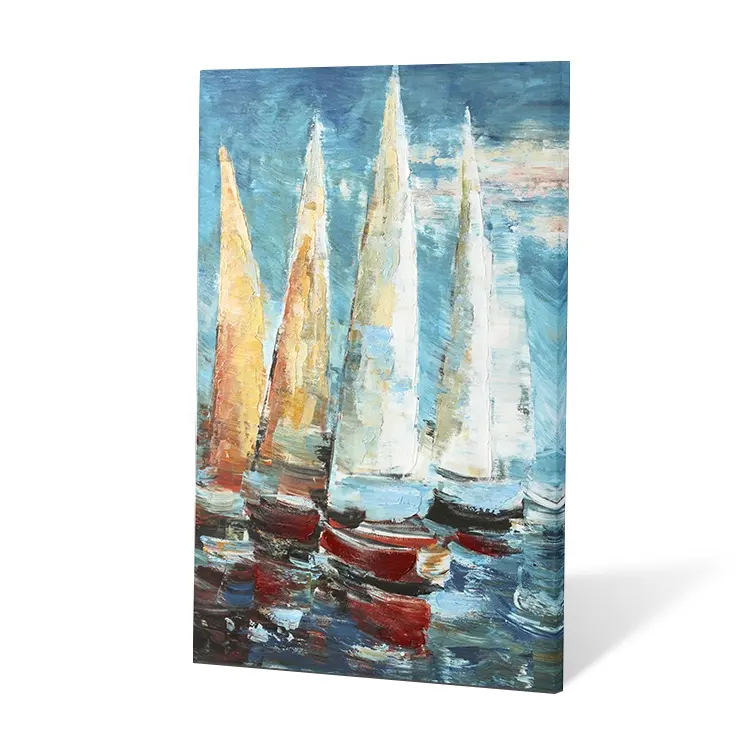 Handgemalte impressionist ische Segelboot Wand kunst benutzer definierte abstrakte Design Malerei Leinwand drucken Ölgemälde