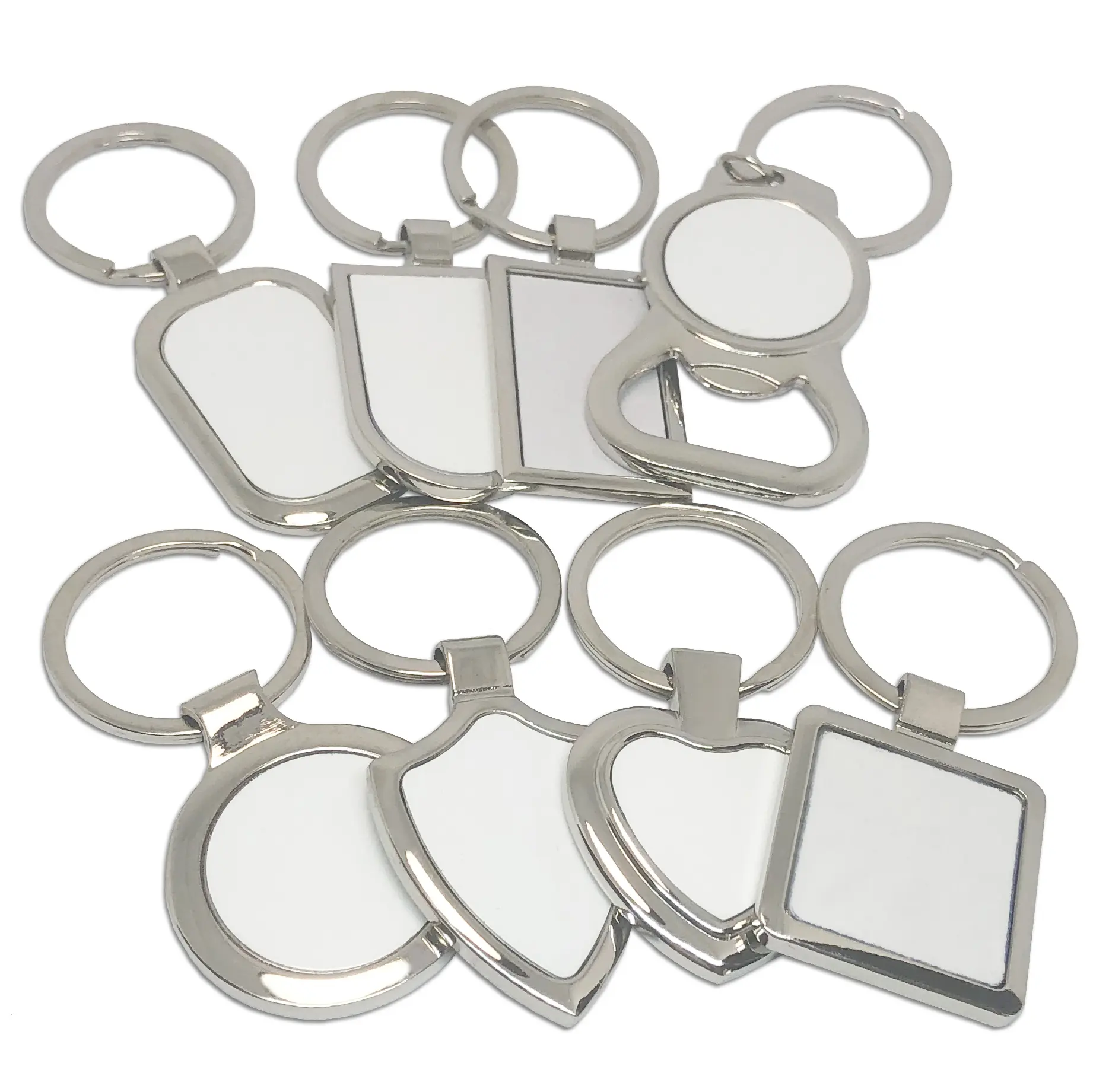 Différentes formes personnalisées cadre porte-clés photo en métal porte-clés peut gravé au laser Logo porte-clés carré sublimation porte-clés blancs