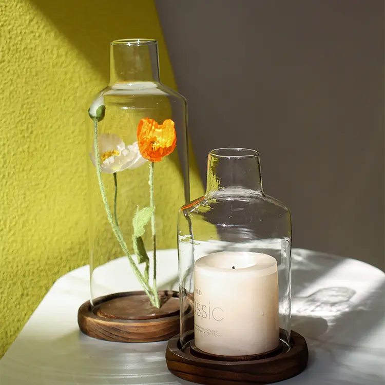Ornements nordiques verre pour bougeoir mariage vase en verre cristal clair chandelier moderne