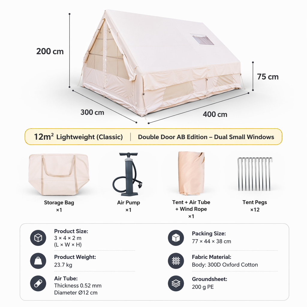 Porte abdominale légère de 12 pieds carrés avec petit puits de lumière