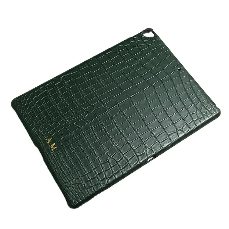 Initiales de luxe personnalisées, étui en cuir véritable de Crocodile exotique pour nouvel iPad Air Pro
