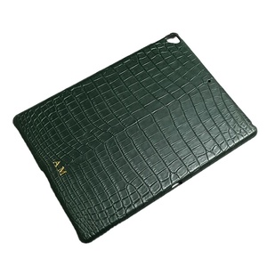 新しいiPadAirPro用の豪華なカスタムネームイニシャルエキゾチックな本物のクロコダイルスキンレザーケース