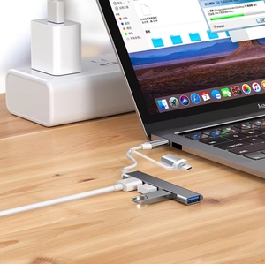Wholesale Silver 2 in 1 USB C Hub 4 Ports 3.0 Type C to USB Converter Hub <strong>Adapter</strong> for Lenovo PC Mac-book Pro Laptop <strong>Notebook</strong> - Product Image 3