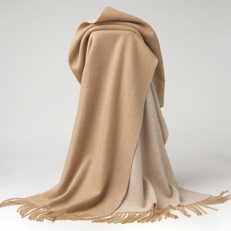 Bufanda de doble cara color camel - 200x40 cm