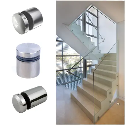 Barandilla de vidrio simple de acero inoxidable 304 316, soporte de pasador de separación de vidrio de escalera para escaleras, pasamanos de abrazadera de vidrio moderno