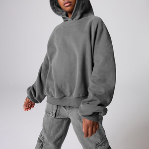 YOUCHEN yüksek kalite erkek boy svetşört damla omuz geri fermuar Hoodies özel Logo asit yıkanmış sokak giyim tasarım - Product Image 3